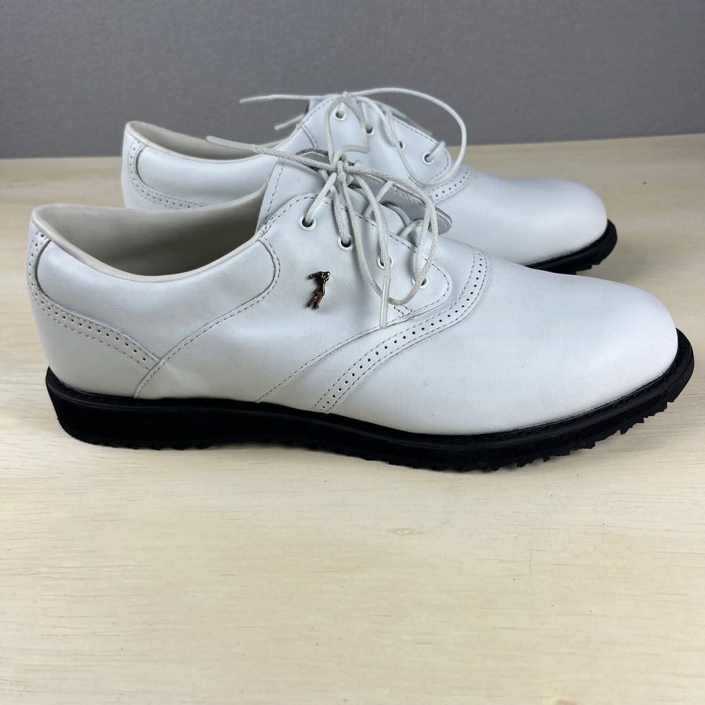 Lady Fairway Womens White Leather Golf Shoes Spikeless Oxford Brogue Size 9 M
